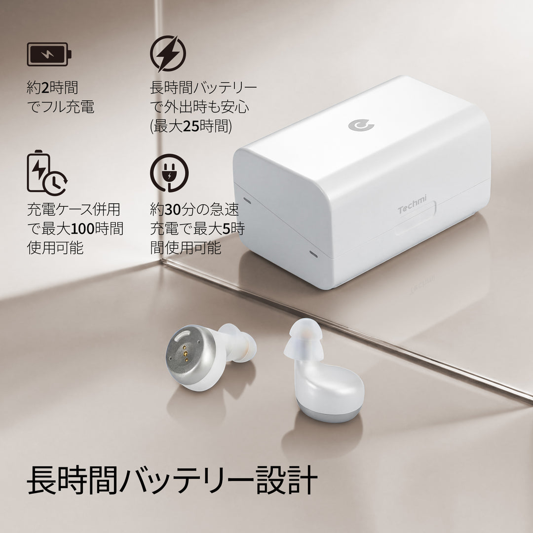 Techmi Match — 43dB強力音声増幅＆Bluetooth 5.3搭載 ハイエンドスマート入耳式集音器
